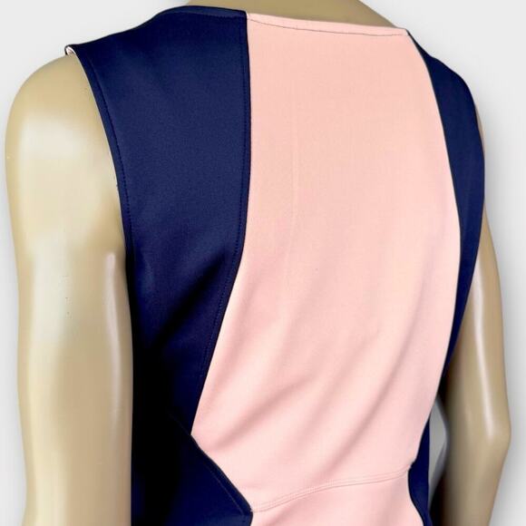 Enfocus Studio Sleeveless Sheath Scuba Pencil Dress Size 12 Colorblock Navy Pink - Picture 10 of 15